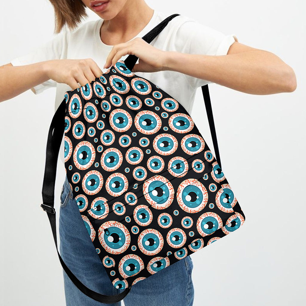 Creepy Eyeball Pattern Print Drawstring Backpack