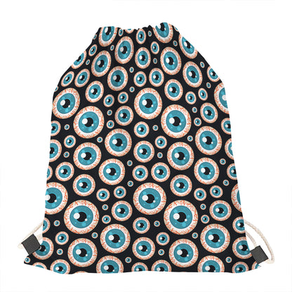 Creepy Eyeball Pattern Print Drawstring Bag