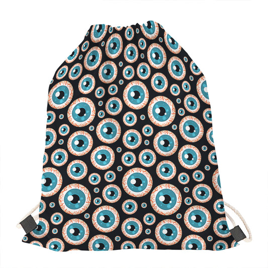 Creepy Eyeball Pattern Print Drawstring Bag