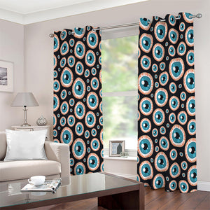 Creepy Eyeball Pattern Print Extra Wide Grommet Curtains