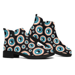 Creepy Eyeball Pattern Print Flat Ankle Boots