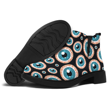 Creepy Eyeball Pattern Print Flat Ankle Boots