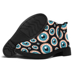 Creepy Eyeball Pattern Print Flat Ankle Boots