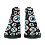 Creepy Eyeball Pattern Print Flat Ankle Boots