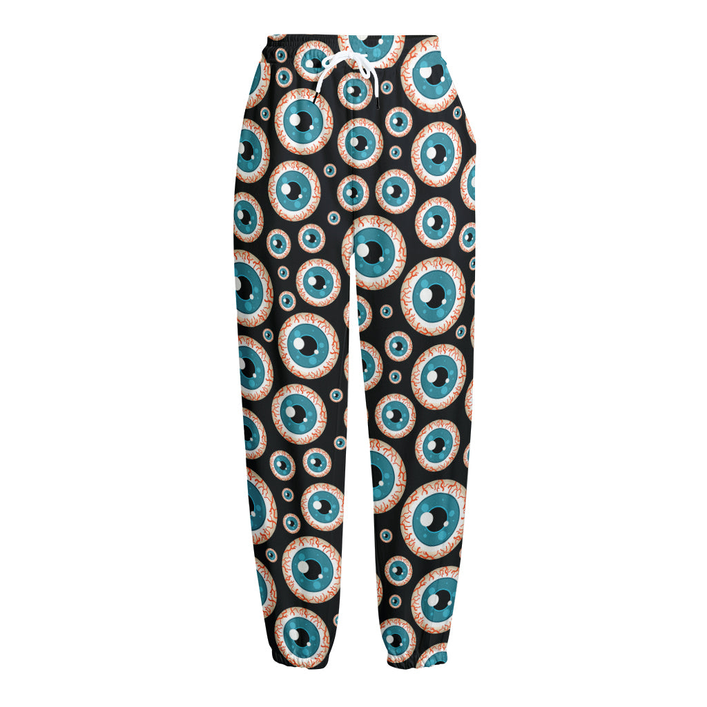 Creepy Eyeball Pattern Print Fleece Lined Knit Pants