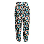 Creepy Eyeball Pattern Print Fleece Lined Knit Pants