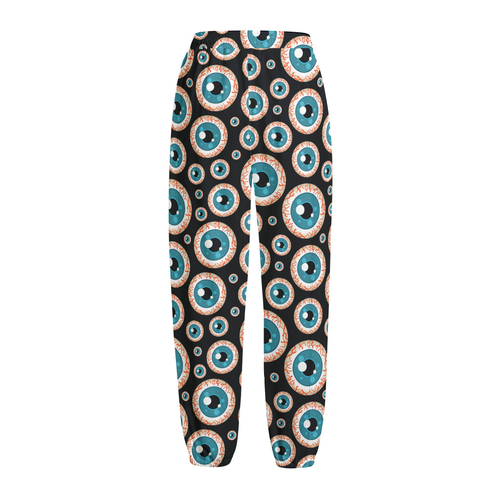 Creepy Eyeball Pattern Print Fleece Lined Knit Pants