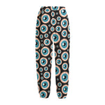 Creepy Eyeball Pattern Print Fleece Lined Knit Pants