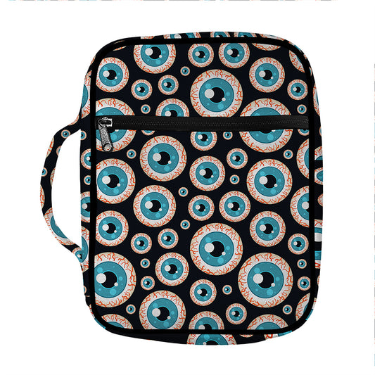 Creepy Eyeball Pattern Print Front Pocket Bible Bag