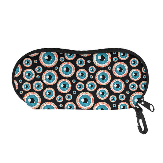 Creepy Eyeball Pattern Print Glasses Case