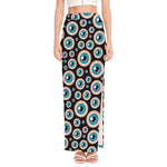 Creepy Eyeball Pattern Print High Slit Maxi Skirt