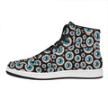 Creepy Eyeball Pattern Print High Top Leather Sneakers