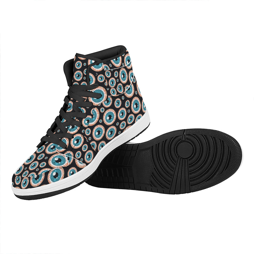 Creepy Eyeball Pattern Print High Top Leather Sneakers