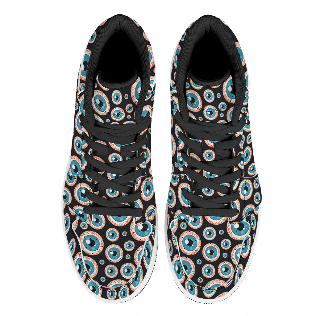 Creepy Eyeball Pattern Print High Top Leather Sneakers