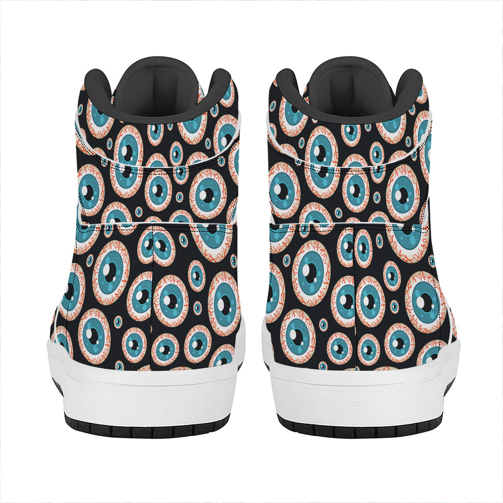 Creepy Eyeball Pattern Print High Top Leather Sneakers