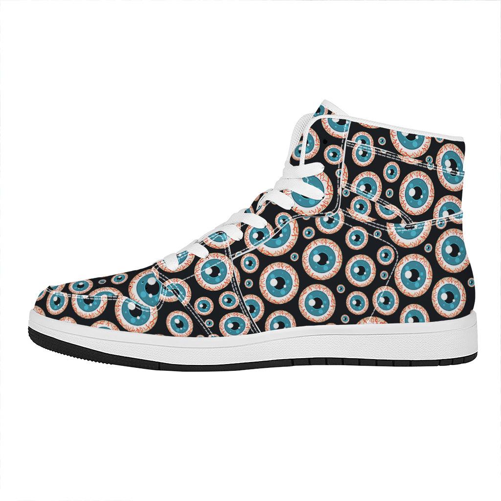 Creepy Eyeball Pattern Print High Top Leather Sneakers