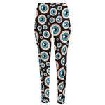 Creepy Eyeball Pattern Print High-Waisted Pocket Leggings