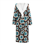 Creepy Eyeball Pattern Print Hooded Bathrobe