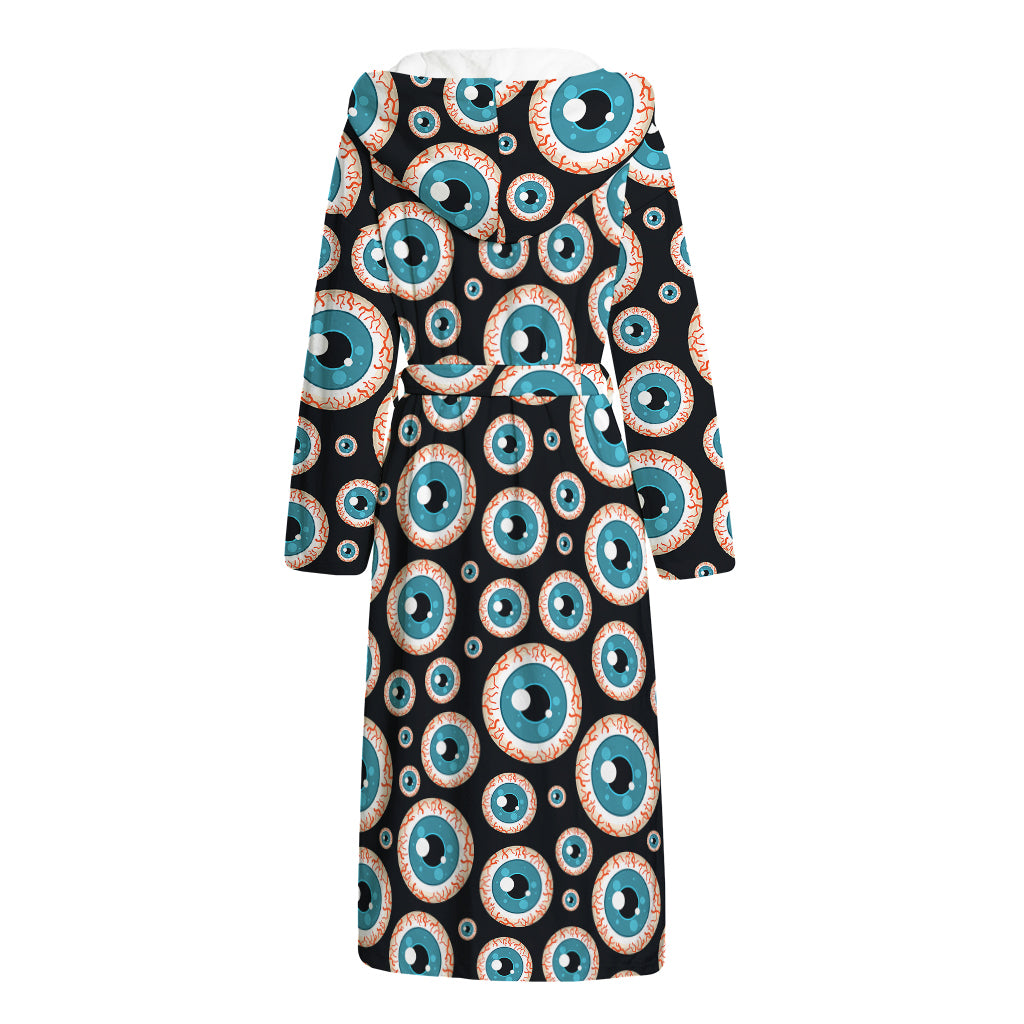 Creepy Eyeball Pattern Print Hooded Bathrobe