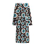 Creepy Eyeball Pattern Print Hooded Bathrobe
