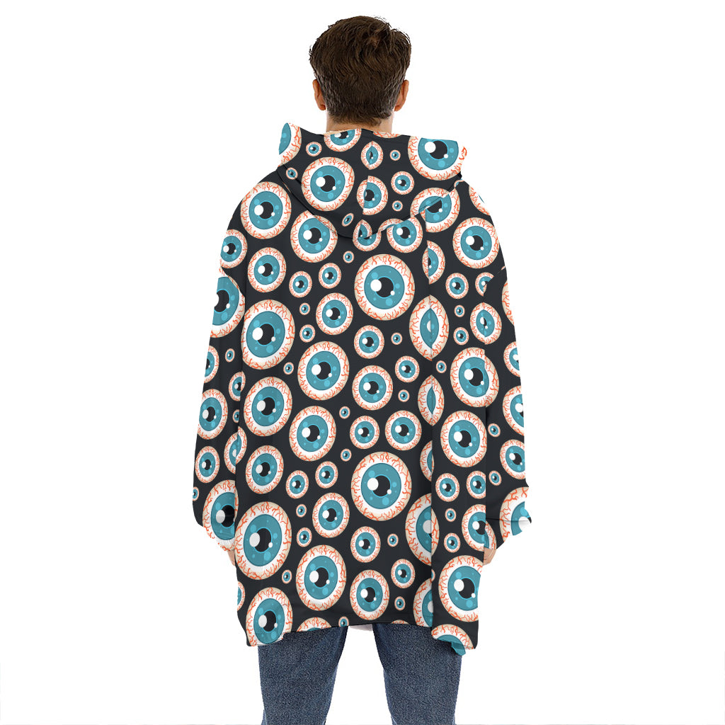 Creepy Eyeball Pattern Print Hoodie Blanket