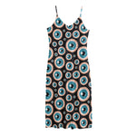 Creepy Eyeball Pattern Print Jersey Midi Cami Dress
