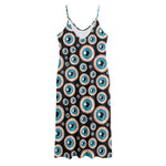 Creepy Eyeball Pattern Print Jersey Midi Cami Dress
