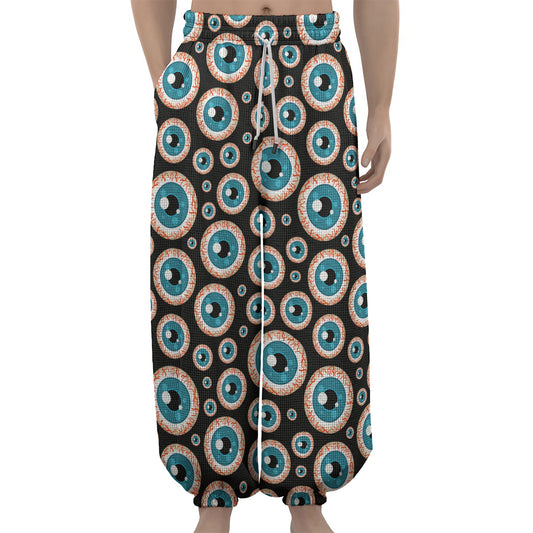 Creepy Eyeball Pattern Print Lantern Pants