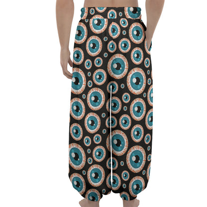 Creepy Eyeball Pattern Print Lantern Pants