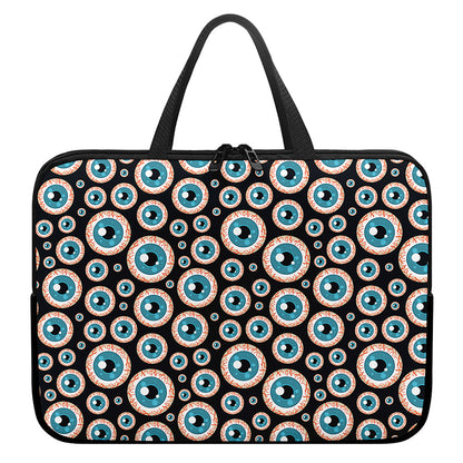 Creepy Eyeball Pattern Print Laptop Sleeve With Handle