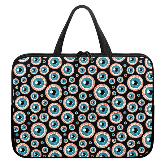 Creepy Eyeball Pattern Print Laptop Sleeve With Handle