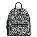 Creepy Eyeball Pattern Print Leather Backpack