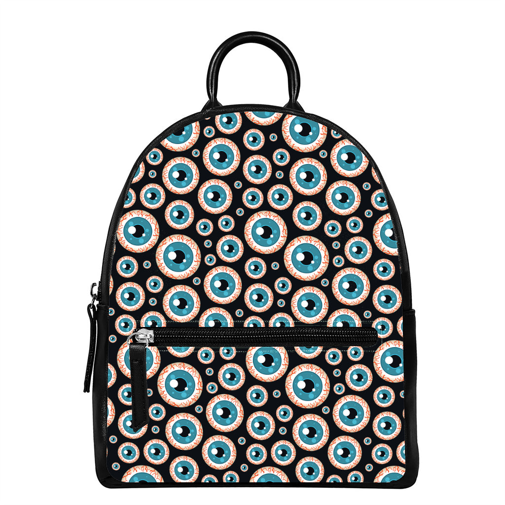 Creepy Eyeball Pattern Print Leather Backpack