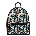 Creepy Eyeball Pattern Print Leather Backpack
