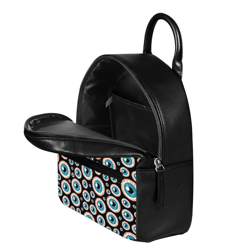 Creepy Eyeball Pattern Print Leather Backpack
