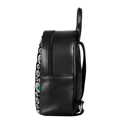 Creepy Eyeball Pattern Print Leather Backpack