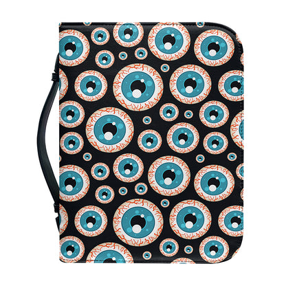 Creepy Eyeball Pattern Print Leather Bible Cover