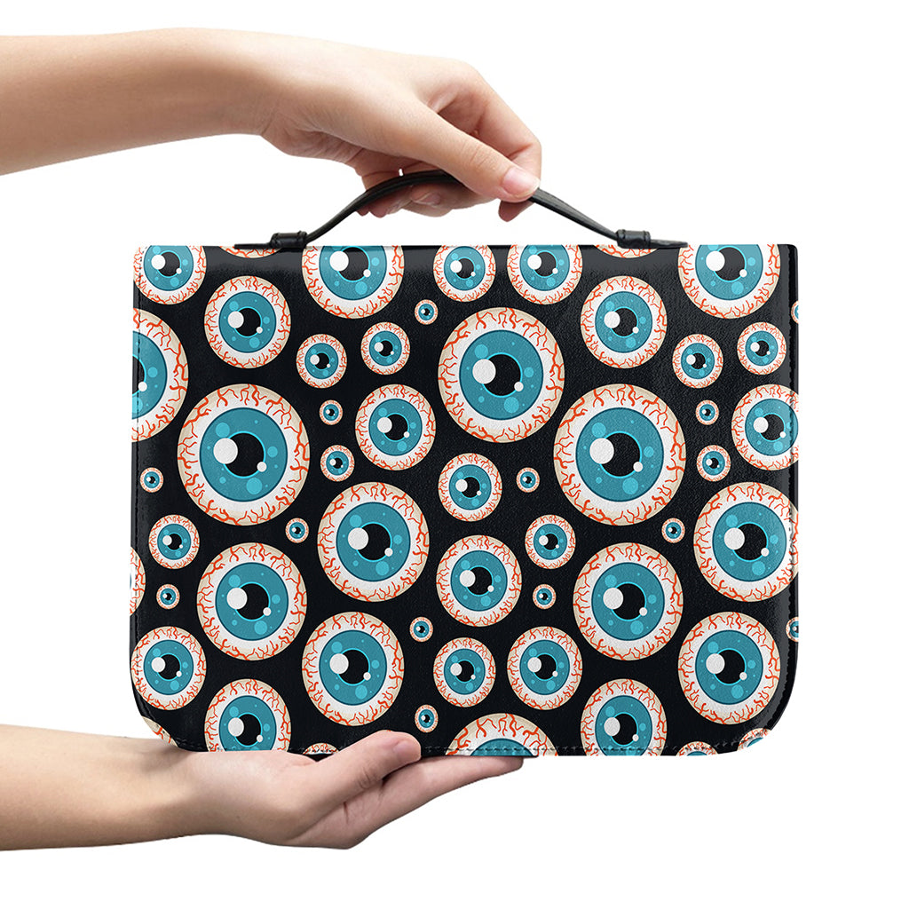 Creepy Eyeball Pattern Print Leather Bible Cover