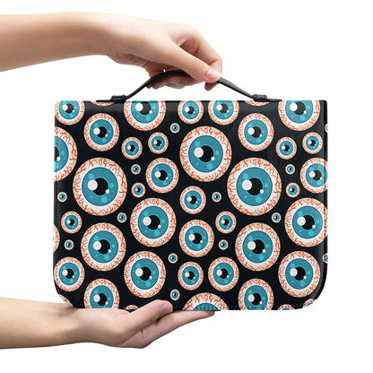 Creepy Eyeball Pattern Print Leather Bible Cover