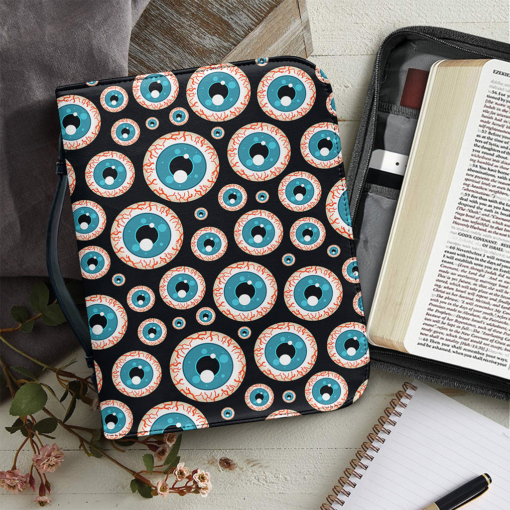 Creepy Eyeball Pattern Print Leather Bible Cover