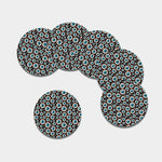 Creepy Eyeball Pattern Print Leather Coaster Set