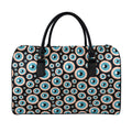 Creepy Eyeball Pattern Print Leather Duffel Bag