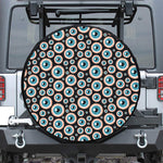 Creepy Eyeball Pattern Print Leather Spare Tire Cover