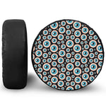 Creepy Eyeball Pattern Print Leather Spare Tire Cover