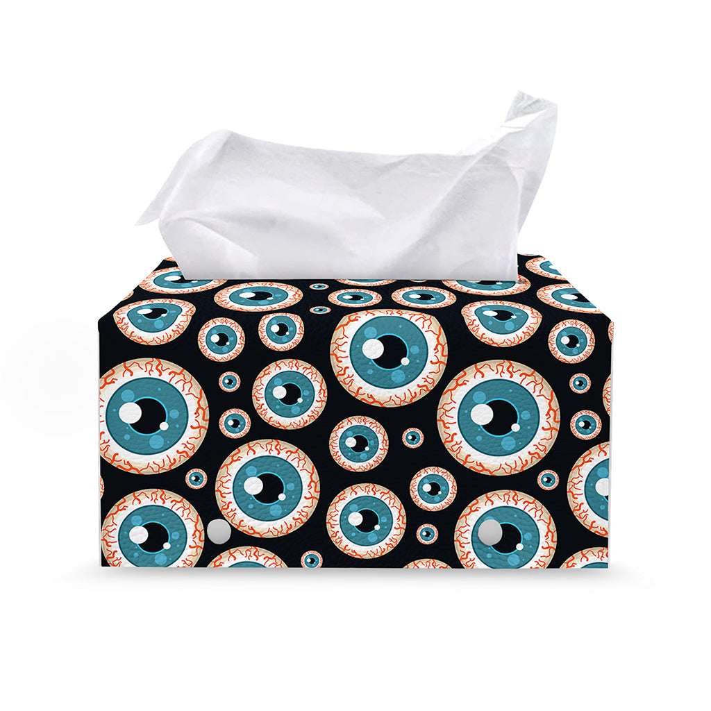 Creepy Eyeball Pattern Print Leather Tissue Box Cover