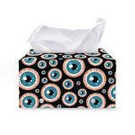 Creepy Eyeball Pattern Print Leather Tissue Box Cover