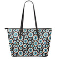 Creepy Eyeball Pattern Print Leather Tote Bag With Zipper