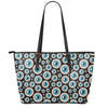 Creepy Eyeball Pattern Print Leather Tote Bag