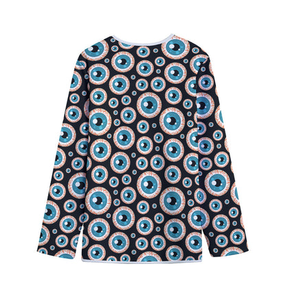 Creepy Eyeball Pattern Print Long Sleeve Short Coat