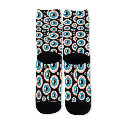 Creepy Eyeball Pattern Print Long Socks